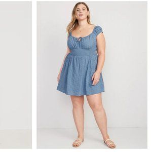 Waist-Defined Smocked Mini Dress for Women